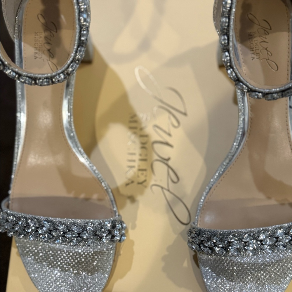 Jewel Badgley Mischka Glittering Silver Heels